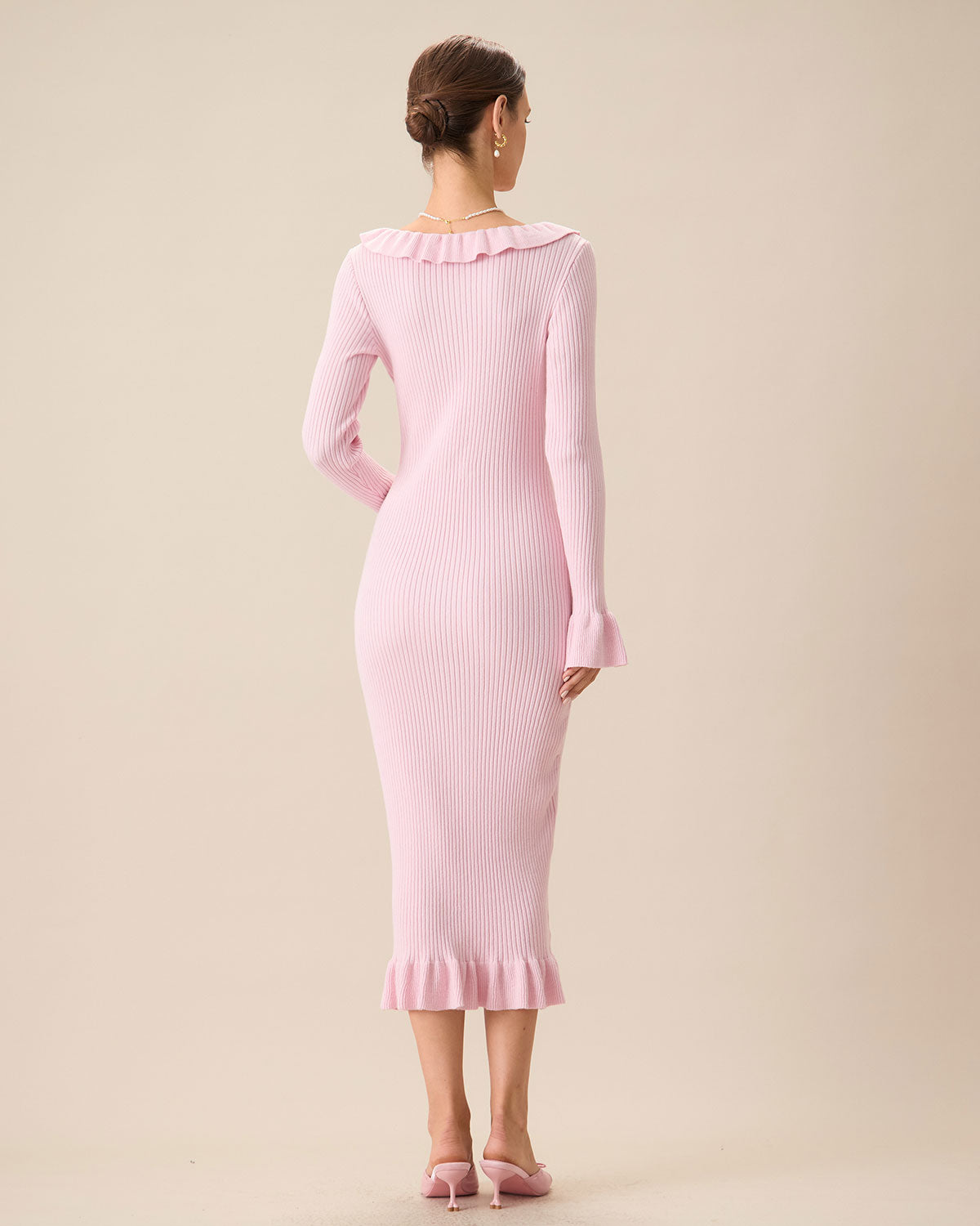 Bella Grace | Pink Ruffled Sweater Dress